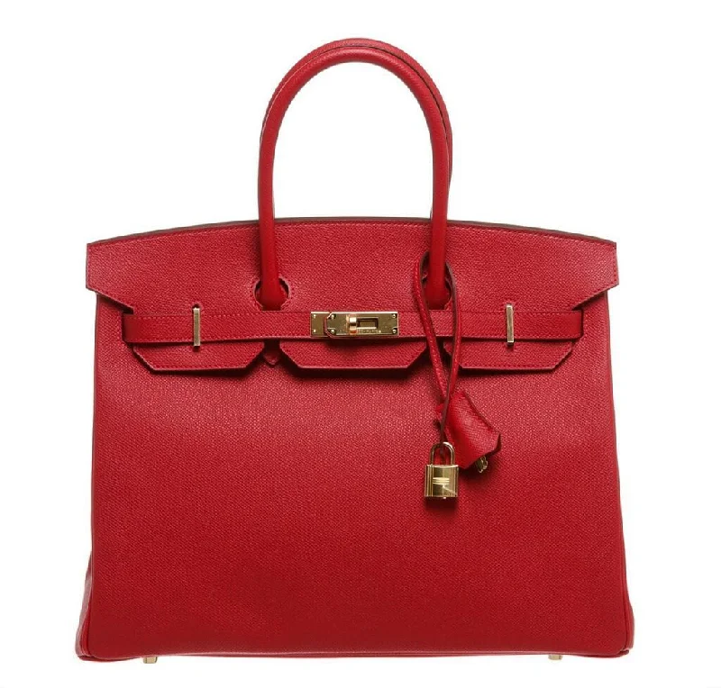 Hermes Birkin Bags with a Woven Leather Strap DetailHermès Birkin 35 Rouge Casaque Red Bag GHW