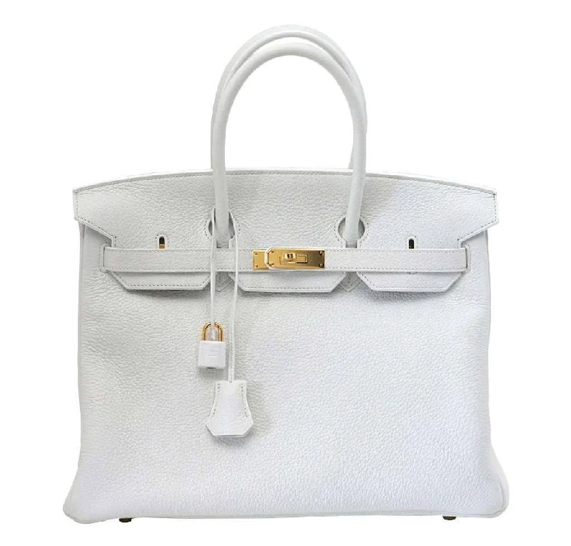 Hermes Birkin Bags with a Hand - Embroidered Floral PatternHermès Birkin 35 Snow White Bag