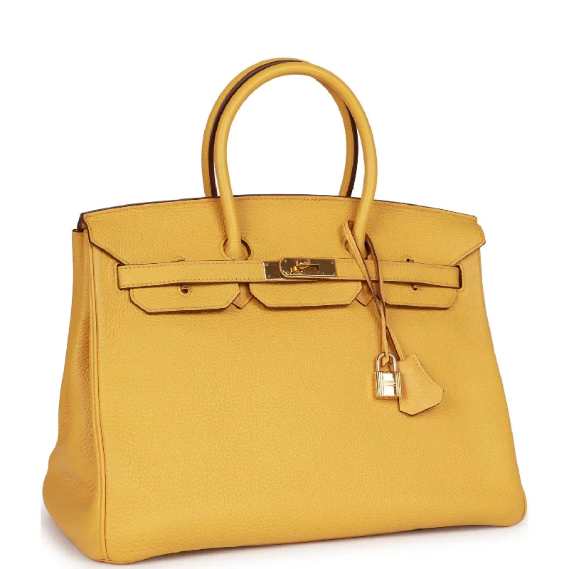 Hermes Birkin Bags with a Hand - Embroidered Floral PatternHermes Birkin 35 Soleil Togo Gold Hardware