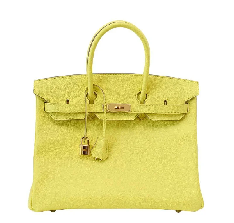 Hermes Birkin Bags with a Detachable Mirror Pocket InsideHermès Birkin 35 Souffre Yellow Bag