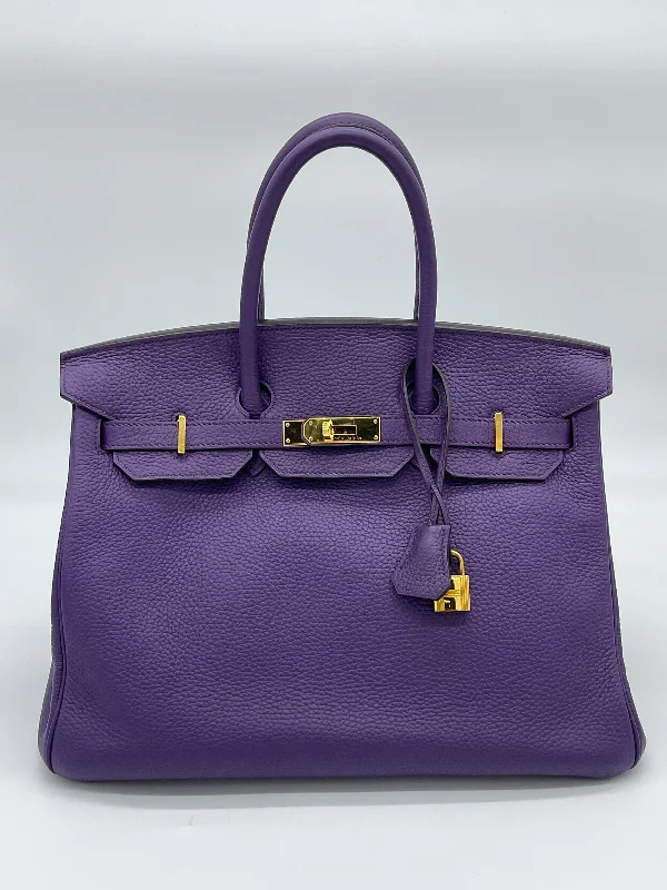 Hermes Birkin Bags with a Detachable Mobile Phone HolderHermes Birkin 35 Ultra Violet Togo Bag Gold Hardware