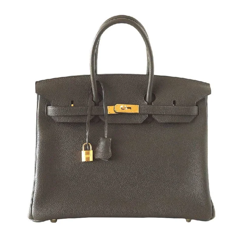 Hermes Birkin Bags with a Chain - Embellished Handle for a Modern TwistHermès Birkin 35 Vert Bronze Bag