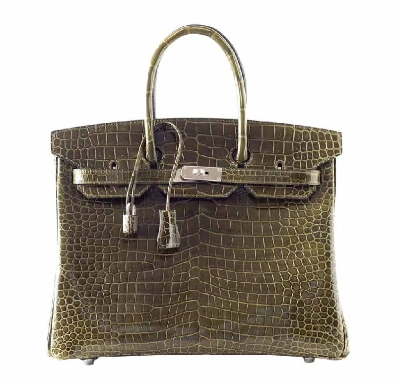 Hermes Birkin Bags with a Removable Coin Purse AttachmentHermès Birkin 35 Vert Veronese Crocodile Bag