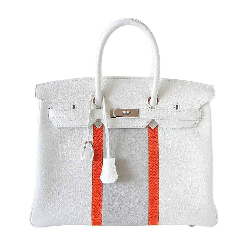 Hermes Birkin Bags with a Hand - Burnished Edge FinishHermès Birkin 35 White Club Bag PHW