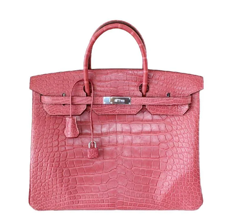 Hermes Birkin Bags with a Detachable Keychain HolderHermès Birkin 40 Boise de Rose Alligator Bag