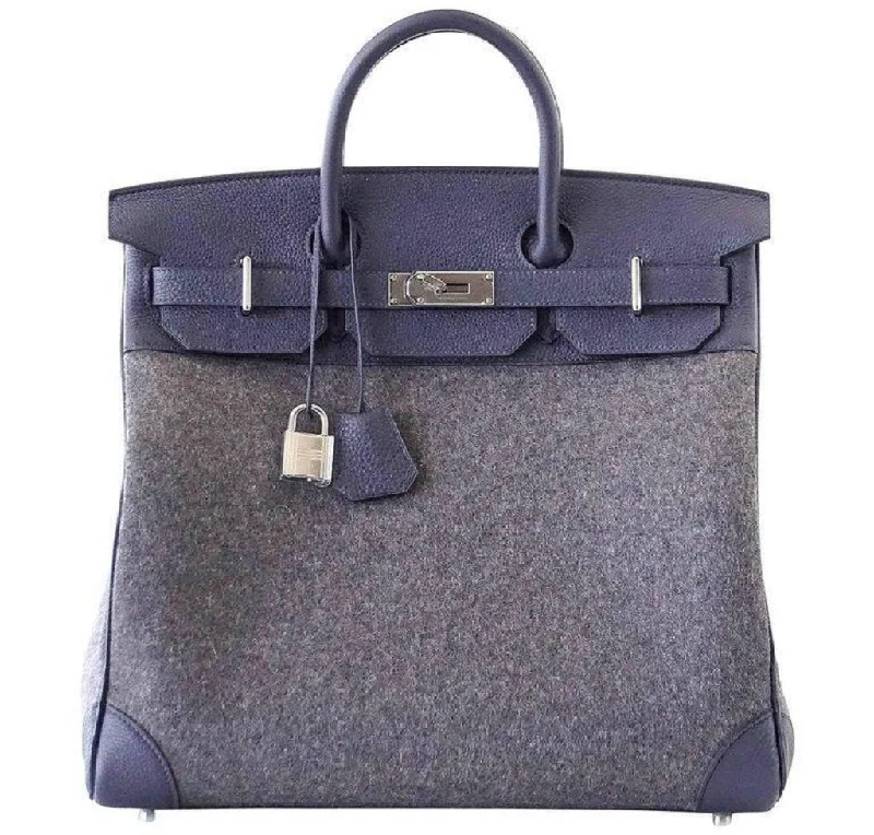 Hermes Birkin Bags with a Magnetic - Closure Interior PocketHermès Birkin 40 HAC Gris Wool Blue Togo PHW Bag