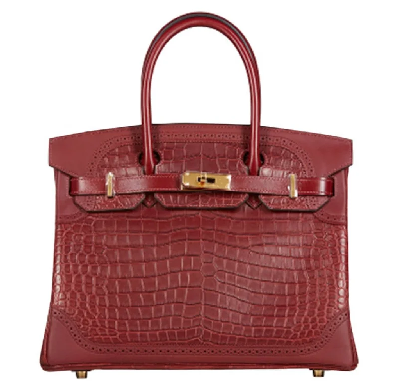 Hermes Birkin Bags with a Braided Leather Handle for a Bohemian TouchHermès Ghillies Birkin 30 Bag Bourgogne