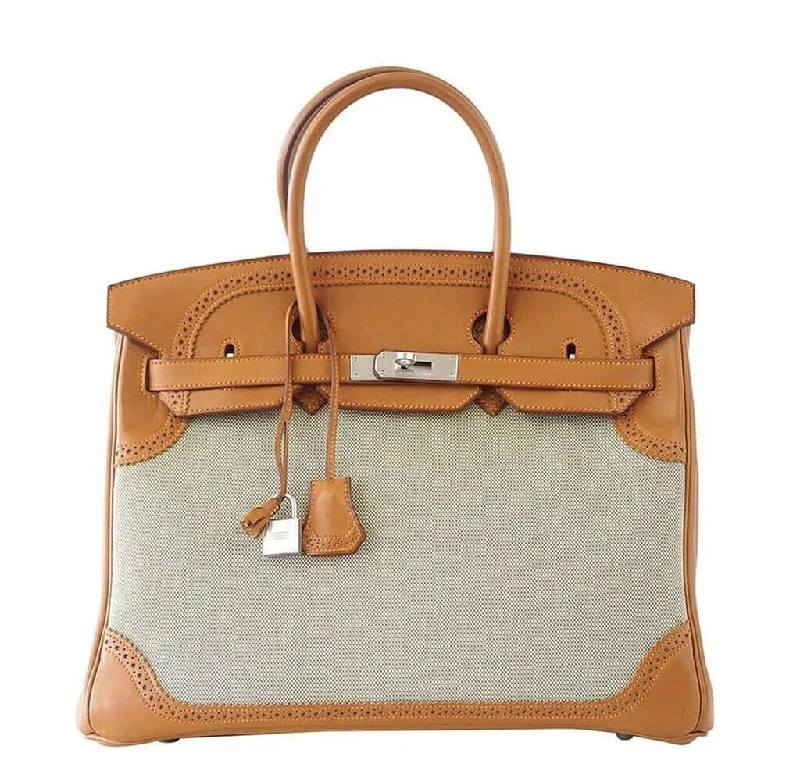 Hermes Birkin Bags in Matte Alligator Leather for a Sophisticated FinishHermès Birkin Ghillies 35 Bag Barenia Toile