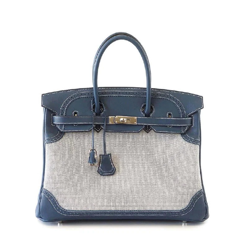 Hermes Birkin Bags with a Reinforced Bottom Panel for LongevityHermès Ghillies Birkin 35 Blue Bag PHW