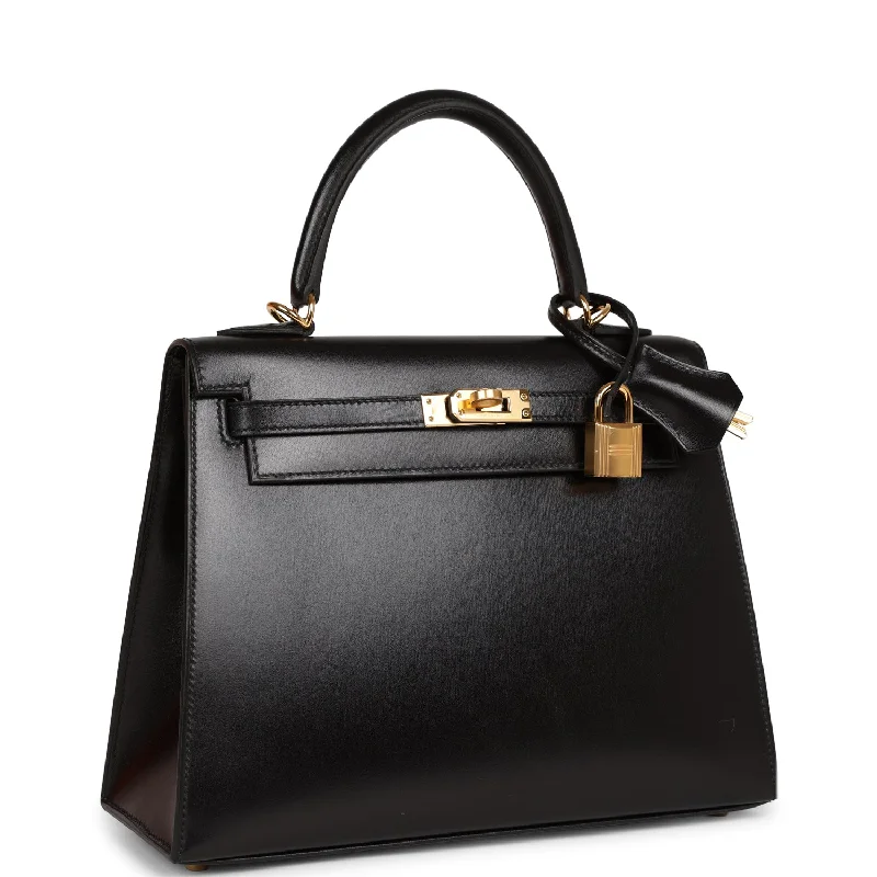 Hermès Kelly Bags with a detachable mirror insideHermes Kelly Sellier 25 Black Box Gold Hardware