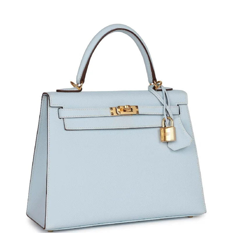 Hermès Kelly Bags with a zip - top closure for added securityHermes Kelly Sellier 25 Bleu Brume Epsom Gold Hardware