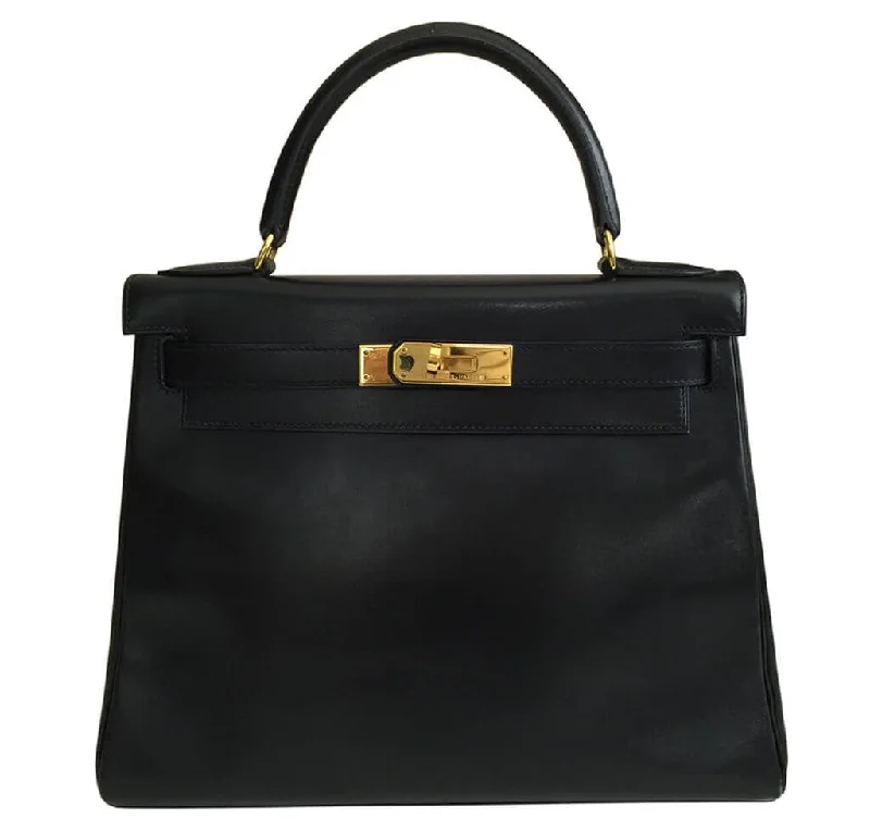 Hermès Kelly Bags with a crystal - embellished turnlock for added luxuryHermès Kelly Handbag 28cm Black GHW