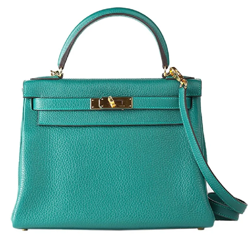 Hermès Kelly Bags with a decorative tassel charmHermès Togo Kelly 28 Bag Malachite Gold Hardware