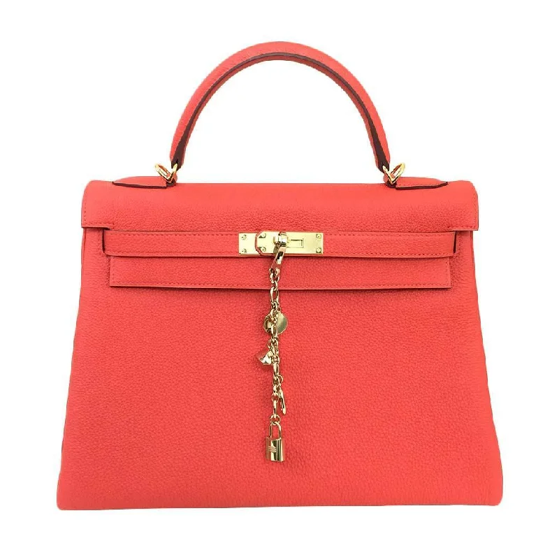 Hermès Kelly Bags with a magnetic - snap closure for easy accessHermès Kelly 32 Capucine Togo Bag GHW