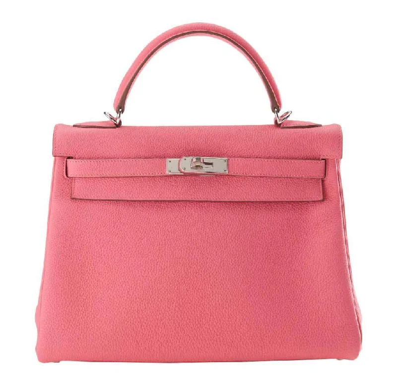 Hermès Kelly Bags with an embossed leather pattern for added textureHermès Kelly 32 Rose Lipstick Togo Bag