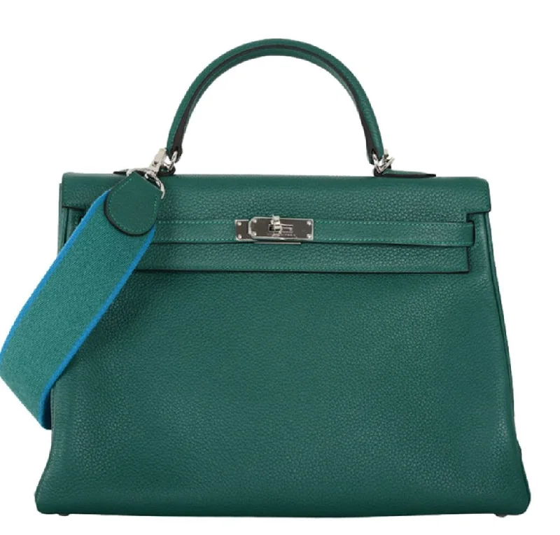 Hermès Kelly Bags with a single - handle design for simplicityHermès Malachite Canvas Strap Kelly 35