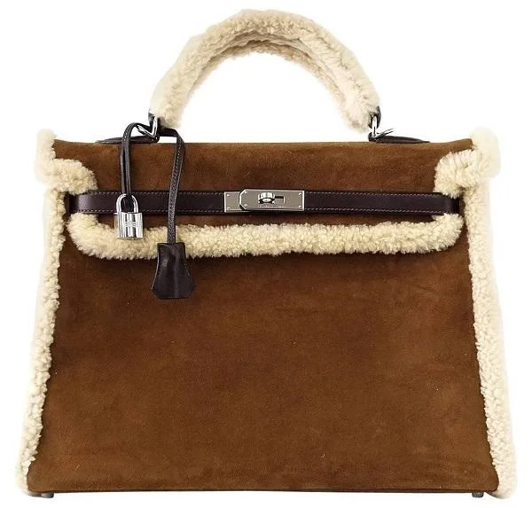 Small - sized Hermès Kelly Bags in Epsom leather for a structured lookHermès Kelly 35 Limited Edition Teddy Shearling Bag