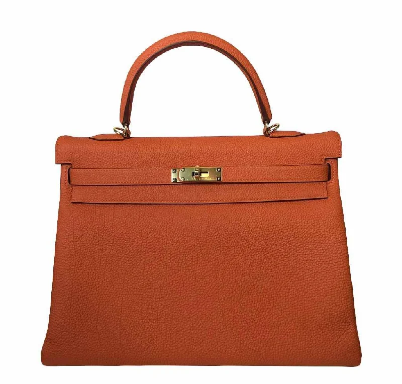 Hermès Kelly Bags with gold - toned hardware for a luxurious touchHermès Kelly 35 Orange Bag Gold Hardware