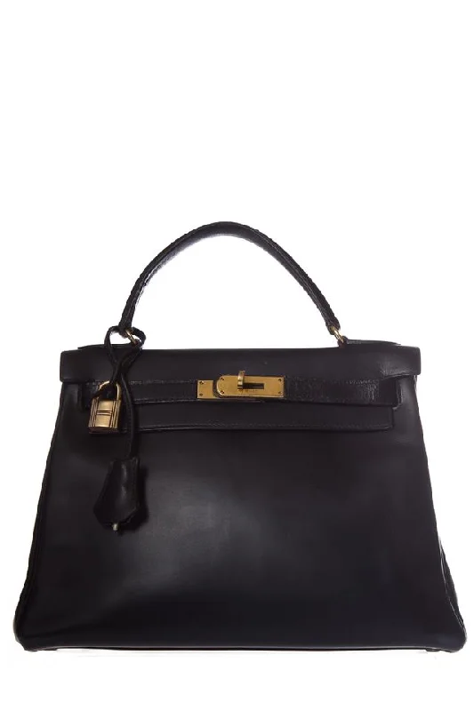 Hermès Kelly Bags made of exotic alligator leather for ultimate luxuryHermès Kelly Box Black 25 Handle Noir Leather Tote