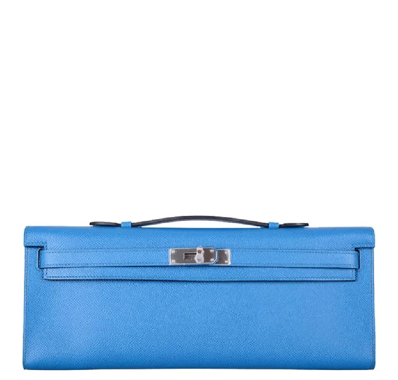 Hermès Kelly Bags with a zip - top closure for added securityHermès Kelly Cut Bag Blue Izmir