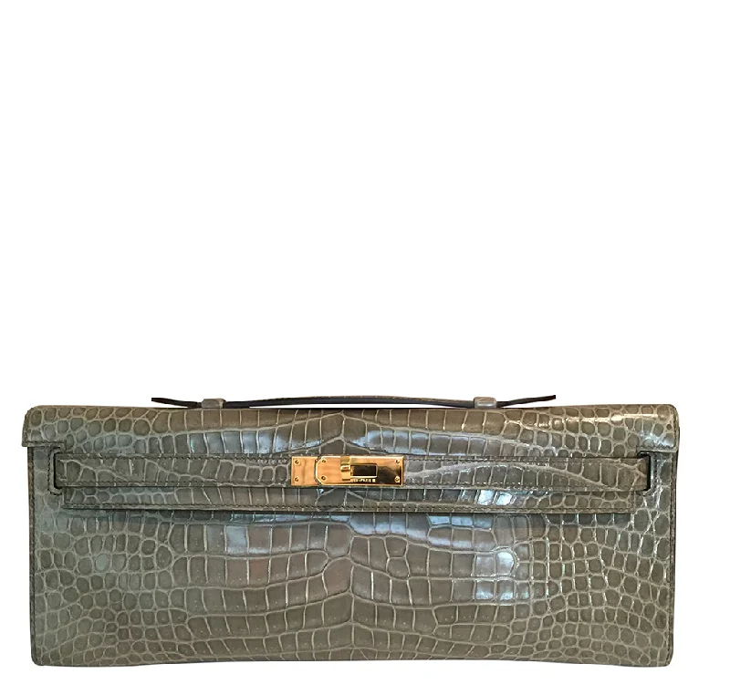 Hermès Kelly Bags with a key - lock and keychain setHermès Kelly Cut Gris Tourterelle Porosus Crocodile GHW