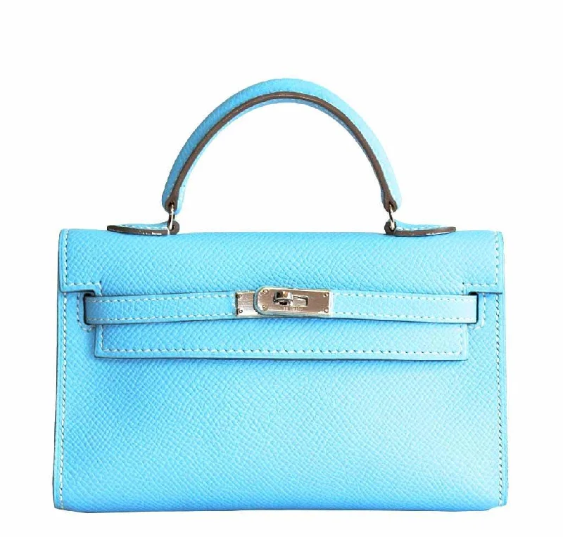 Hermès Kelly Bags with a removable interior dividerHermès Tiny Kelly Micro Mini Celeste Epsom PHW