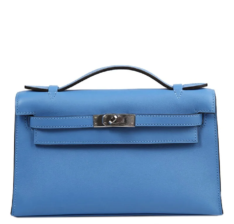 ·Hermès Kelly Pochette Blue Paradise