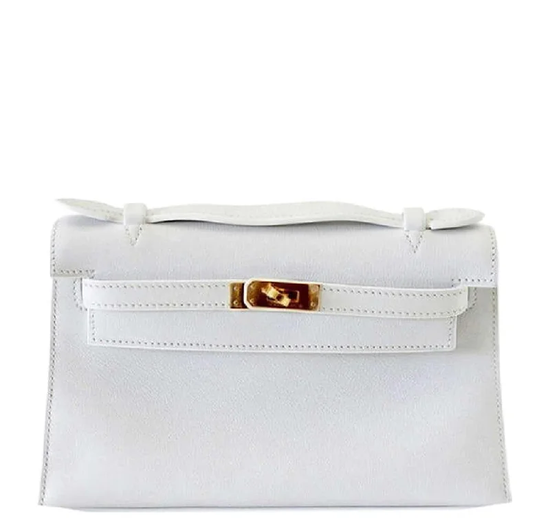 Hermès Kelly Bags in a rich chocolate brown for a sophisticated appearanceHermès Kelly Pochette Bag White Gold Hardware