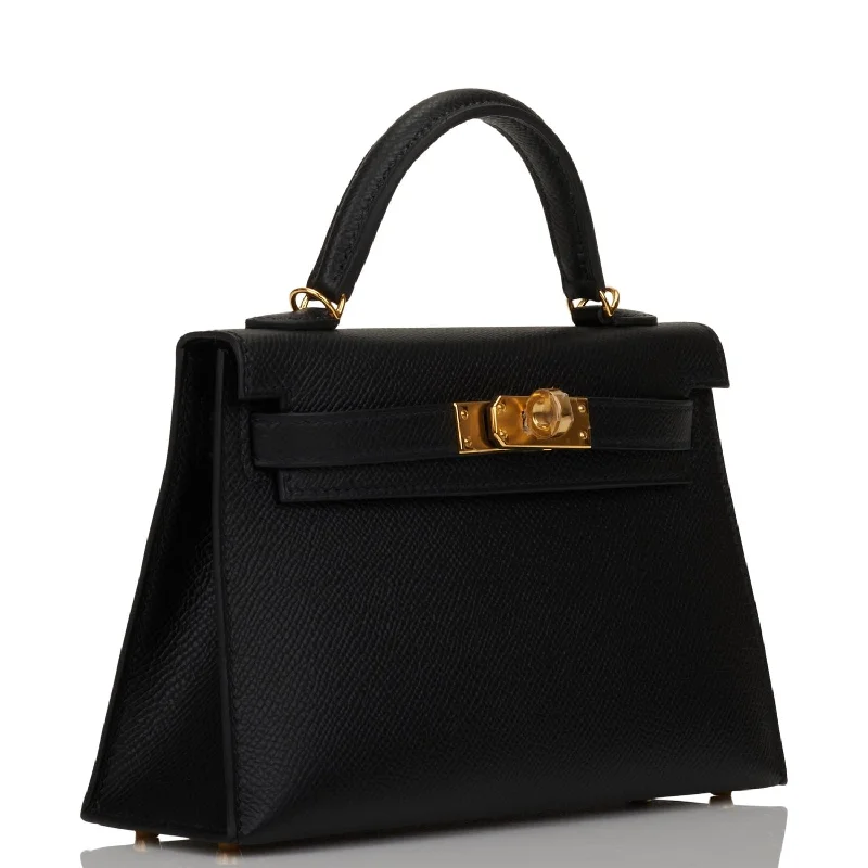 Hermès Kelly Bags in a bold orange for a standout appearanceHermes Kelly Sellier 20cm Black Epsom Gold Hardware