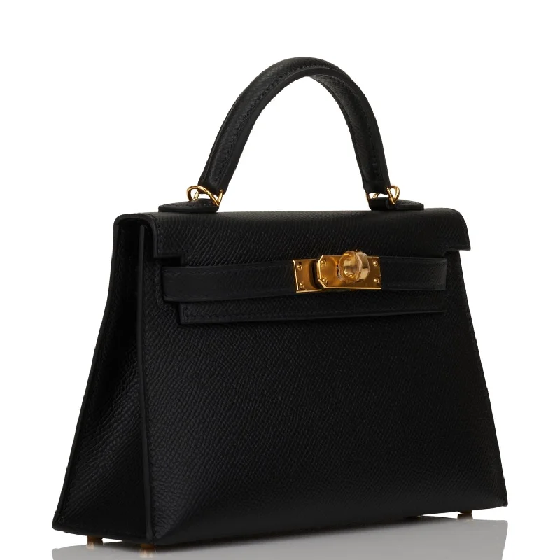 Hermès Kelly Bags with a leather - wrapped turnlock for added eleganceHermes Kelly Sellier 20cm Black Epsom Gold Hardware