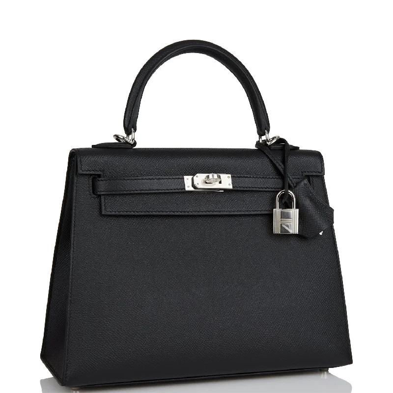 Hermès Kelly Bags with a contrast - colored interior liningHermes Kelly Sellier 25 Black Epsom Palladium Hardware