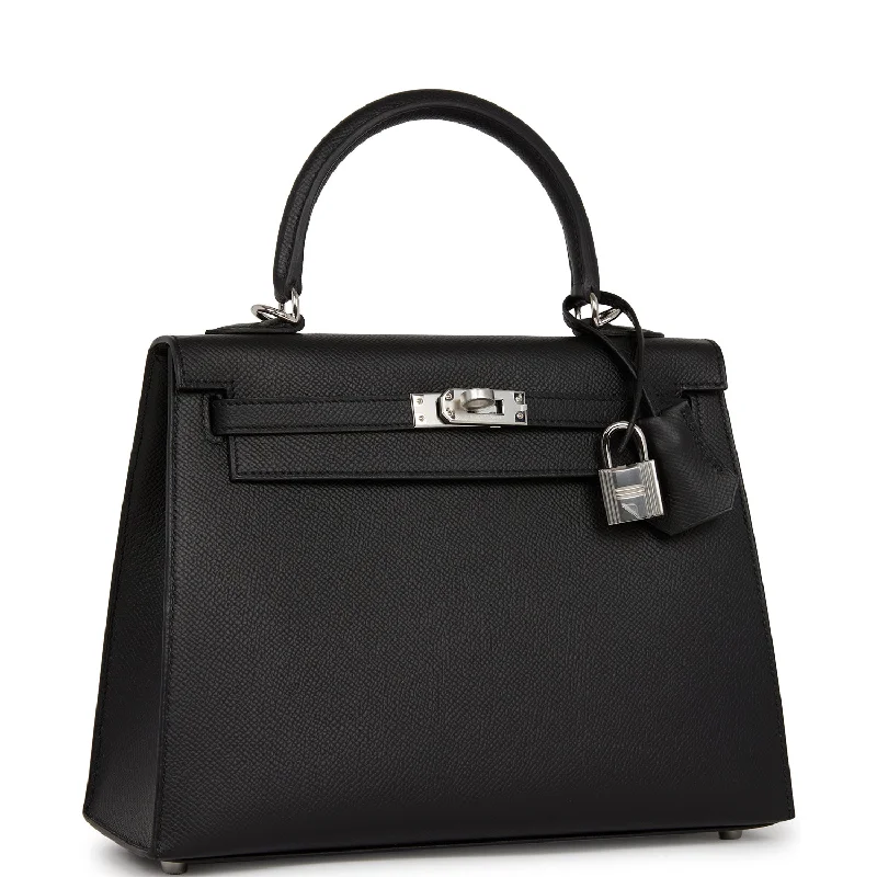 Hermès Kelly Bags with a removable interior dividerHermes Kelly Sellier 25 Black Epsom Palladium Hardware