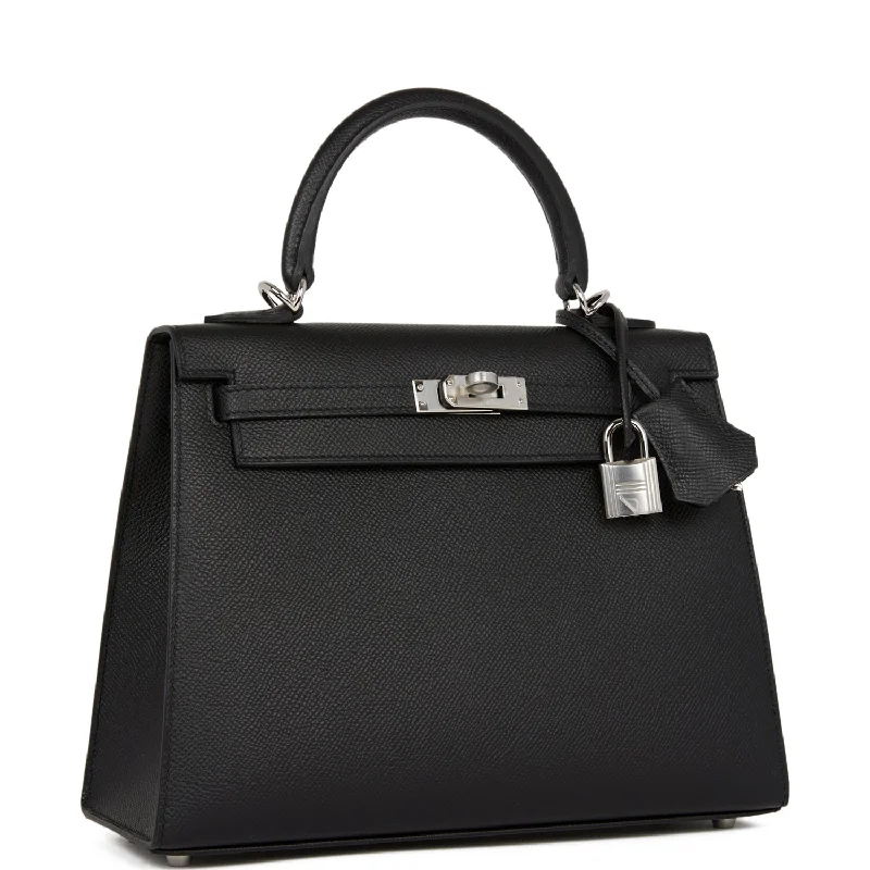 Hermès Kelly Bags in a deep emerald green for a regal lookHermes Kelly Sellier 25 Black Epsom Palladium Hardware