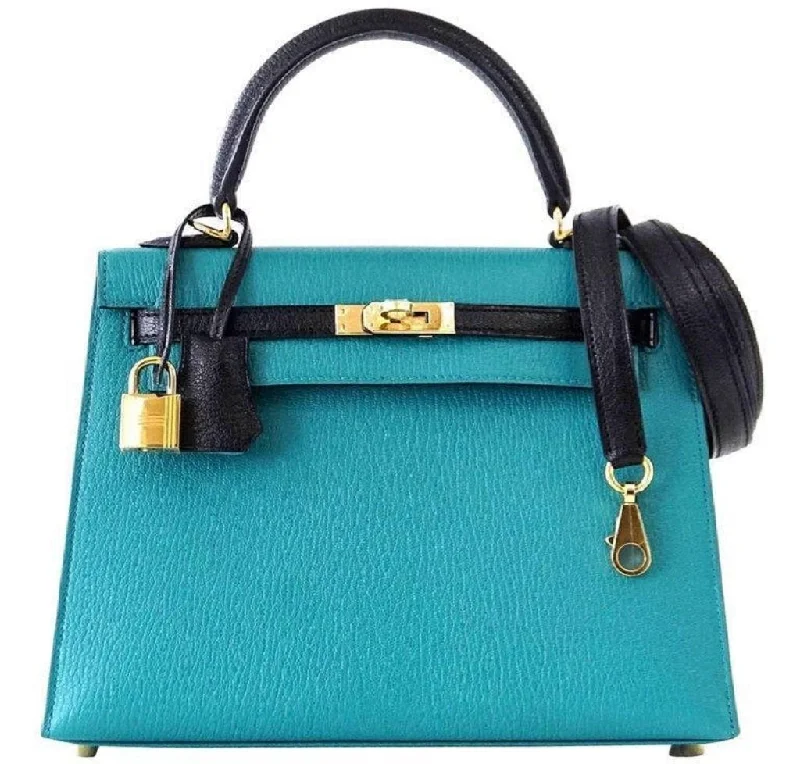 Hermès Kelly Bags with a snap - fastened front pocket for convenienceHermès Kelly Sellier 25 Blue Paon Chevre GHW Bag