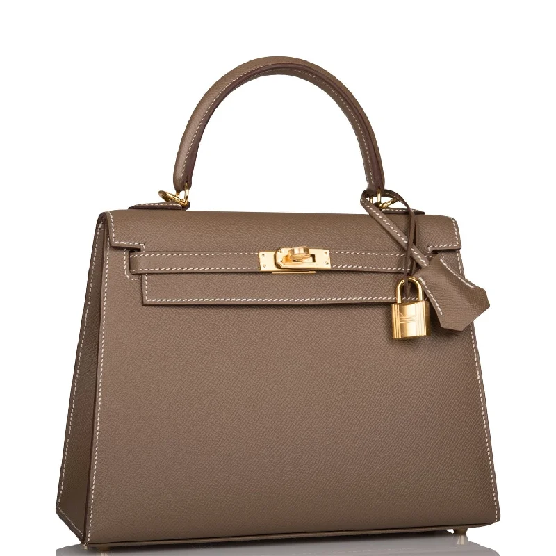 Hermès Kelly Bags in a rare shade of royal purple for a statementHermes Kelly Sellier 25 Etoupe Epsom Gold Hardware