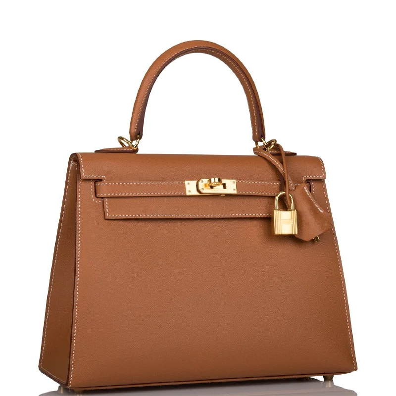 Hermès Kelly Bags with a detachable mobile phone holderHermes Kelly Sellier 25 Gold Epsom Gold Hardware