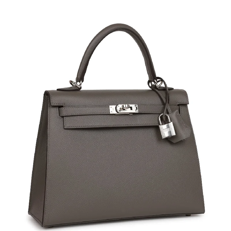 Hermès Kelly Bags with a metal - framed handle for durabilityHermes Kelly Sellier 25 Gris Meyer Epsom Palladium Hardware