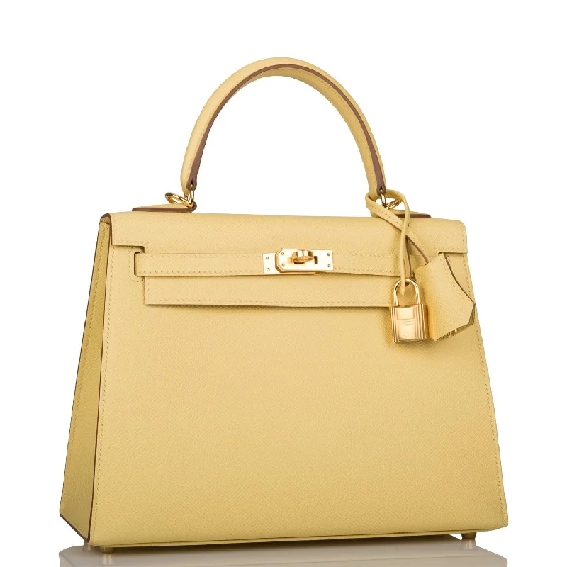 Hermès Kelly Bags with a detachable mirror insideHermes Kelly Sellier 25 Jaune Poussin Epsom Gold Hardware