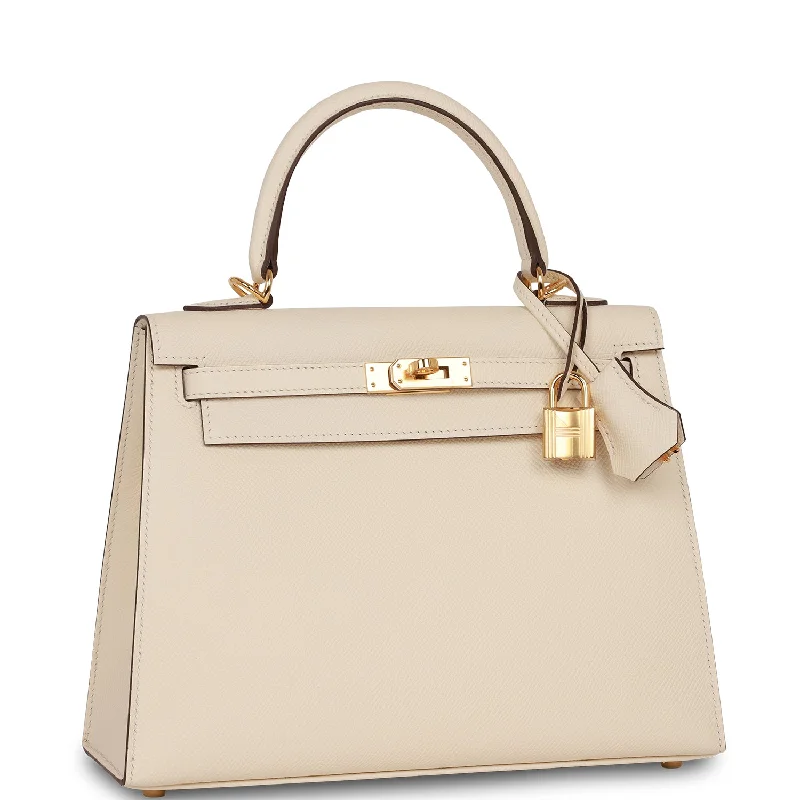 Hermès Kelly Bags with a back - pocket for additional storageHermes Kelly Sellier 25 Nata Epsom Gold Hardware