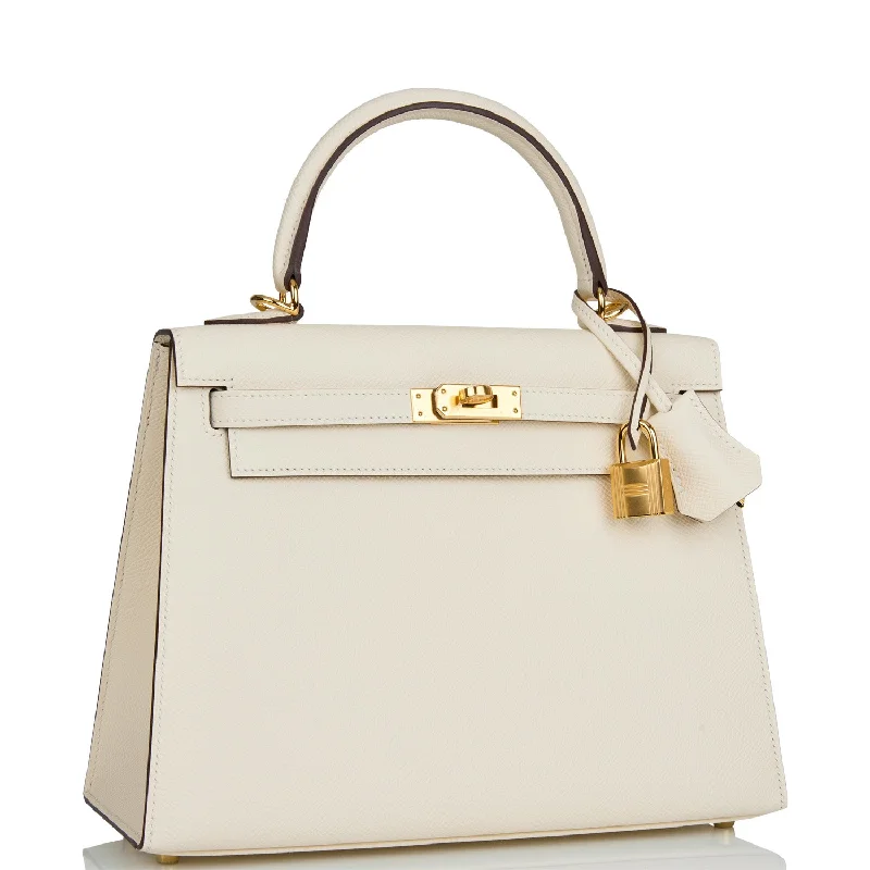 Hermès Kelly Bags with a magnetic - snap closure for easy accessHermes Kelly Sellier 25 Nata Epsom Gold Hardware