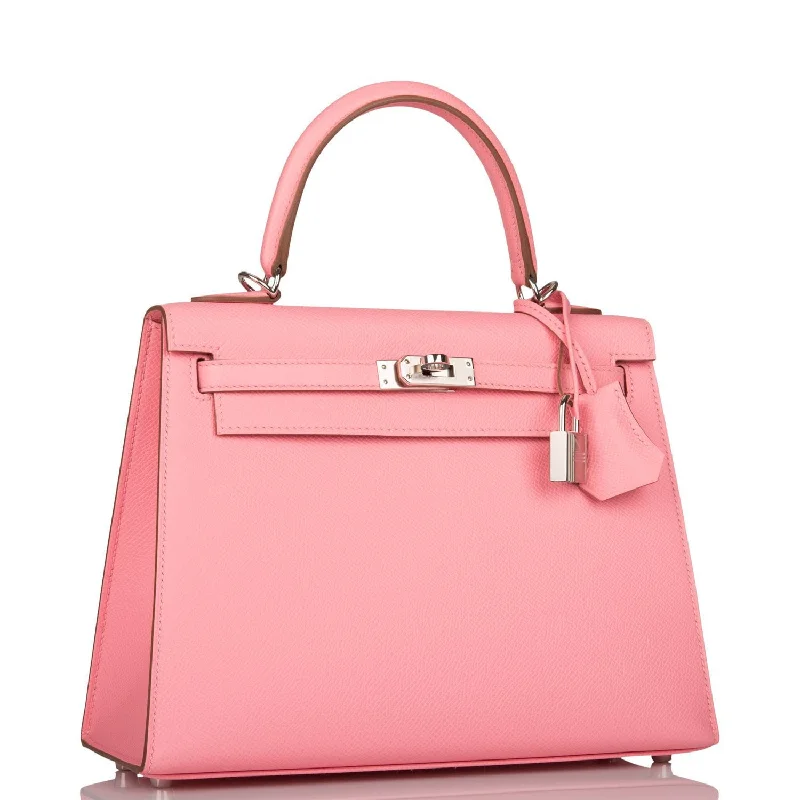 Hermès Kelly Bags with a monogram - embossed leather panelHermes Kelly Sellier 25 Rose Confetti Epsom Palladium Hardware