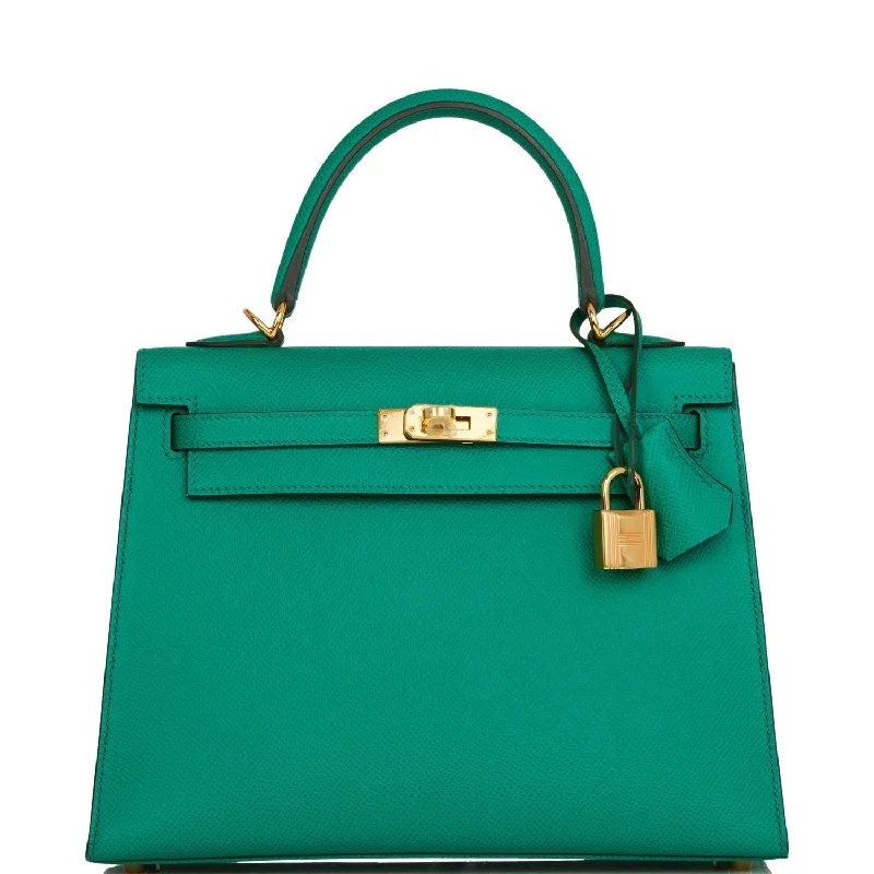 Hermès Kelly Bags with a detachable mirror insideHermes Kelly Sellier 25 Vert Jade Epsom Gold Hardware