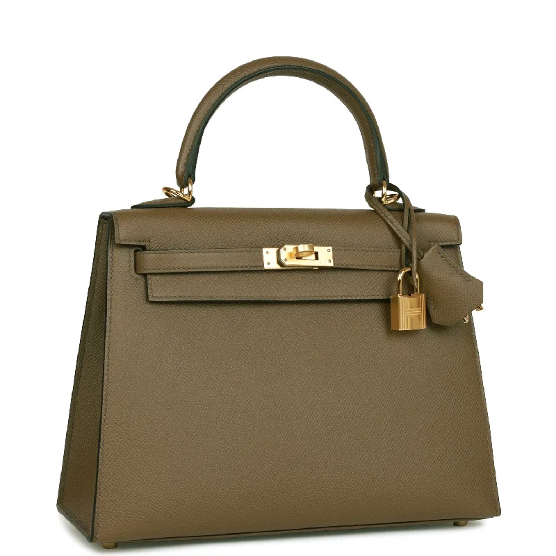 Hermès Kelly Bags in a light sky blue for a refreshing lookHermes Kelly Sellier 25 Vert Olive Epsom Gold Hardware