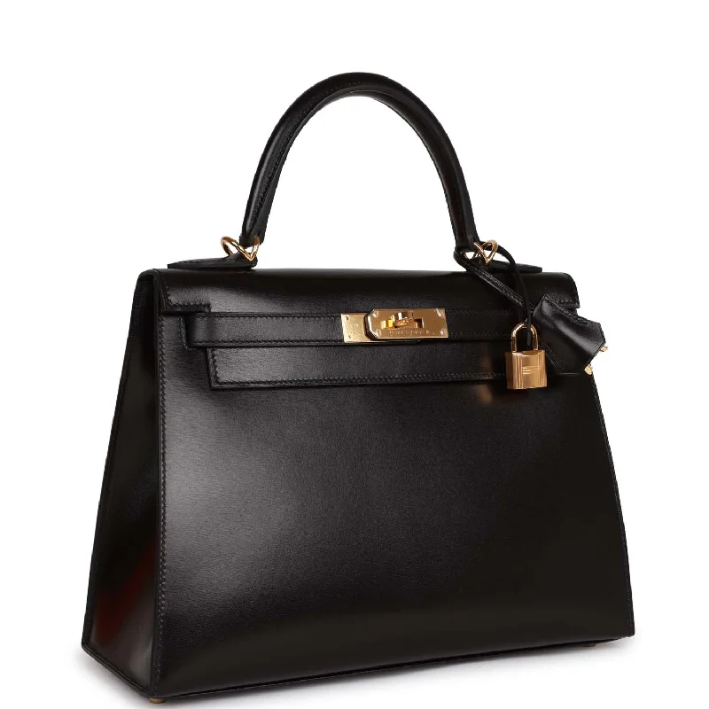 Hermès Kelly Bags in a bold tomato red for a fashion - forward statementHermes Kelly Sellier 28 Black Box Gold Hardware