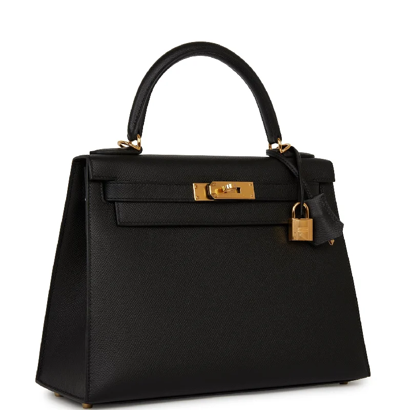 Hermès Kelly Bags in a neutral camel color for a versatile styleHermes Kelly Sellier 28 Black Epsom Gold Hardware