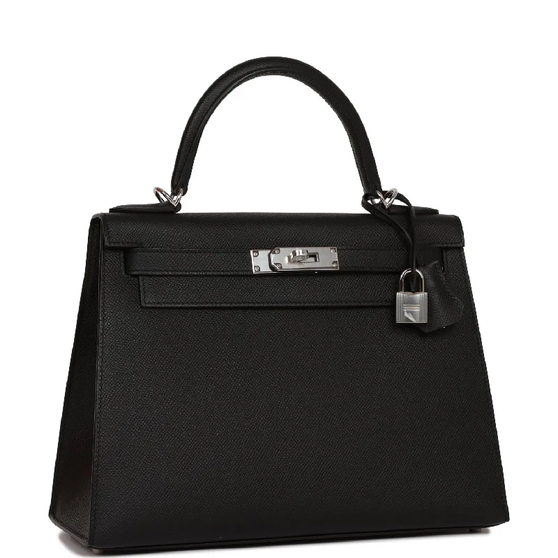 Hermès Kelly Bags with a detachable keychain holderHermes Kelly Sellier 28 Black Epsom Palladium Hardware