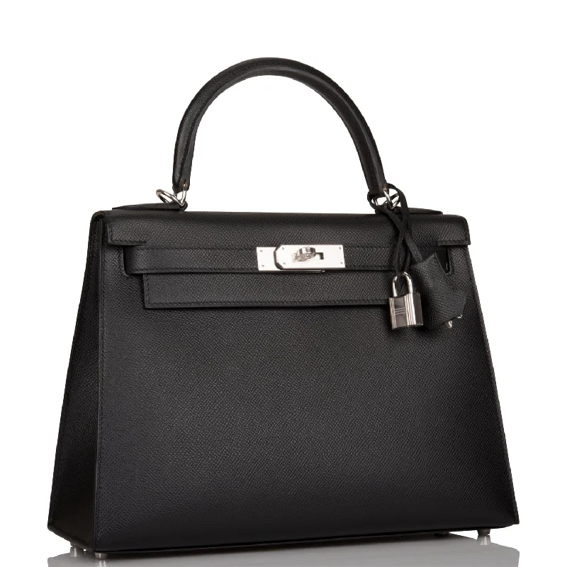 Hermès Kelly Bags with gold - toned hardware for a luxurious touchHermes Kelly Sellier 28 Black Epsom Palladium Hardware