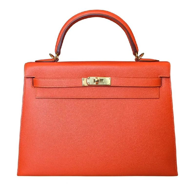 Hermès Kelly Bags in a neutral camel color for a versatile styleHermès Sellier 32 Kelly Feu Epsom Bag GHW