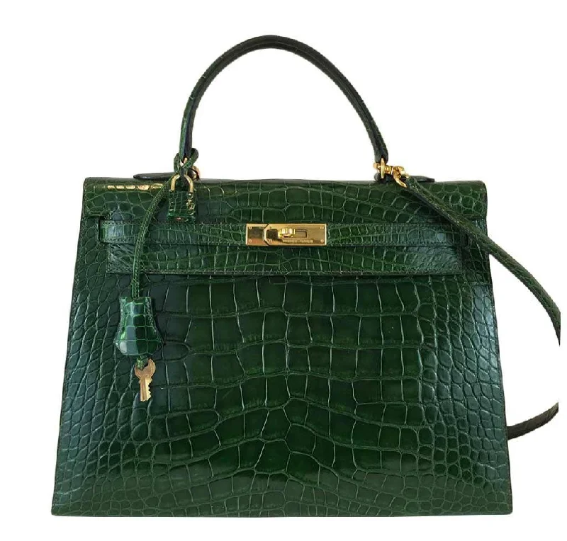 Small - sized Hermès Kelly Bags in Epsom leather for a structured lookHermès Kelly Sellier 35 Vert Emerald Bag