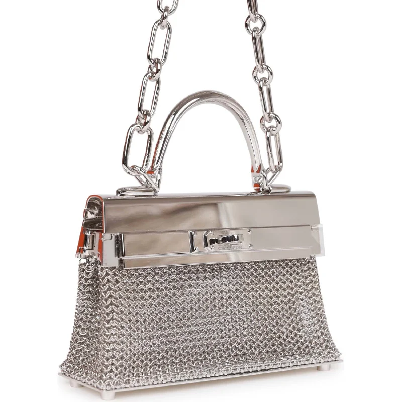 Hermès Kelly Bags with palladium - toned hardware for a modern aestheticHermès Kellymorphose Kelly Sac Bijou Chaine Sterling Silver